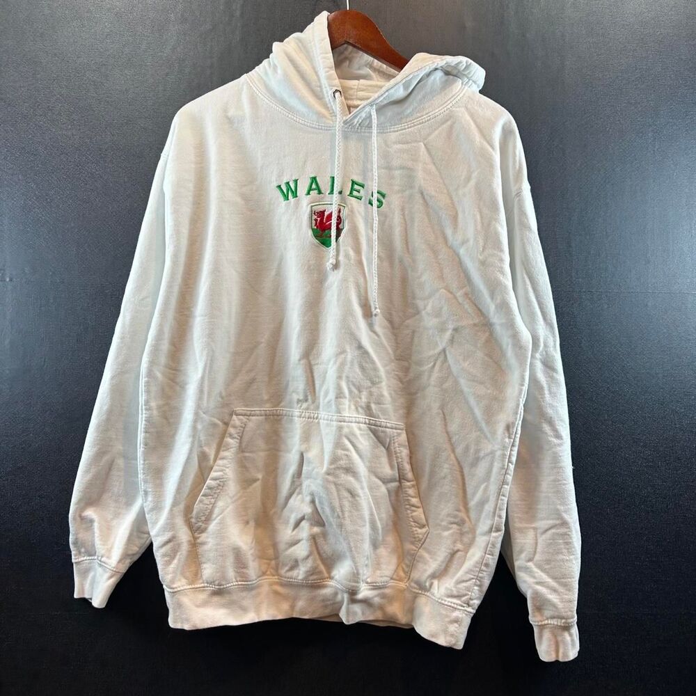 Men's White and Cream Hoodie